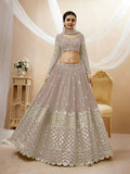 Grey Georgette Lehenga with Sequins & Zari Embroidery