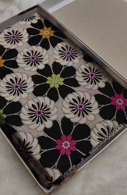 Black Banarasi Handloom Katan Silk Meenakari Saree