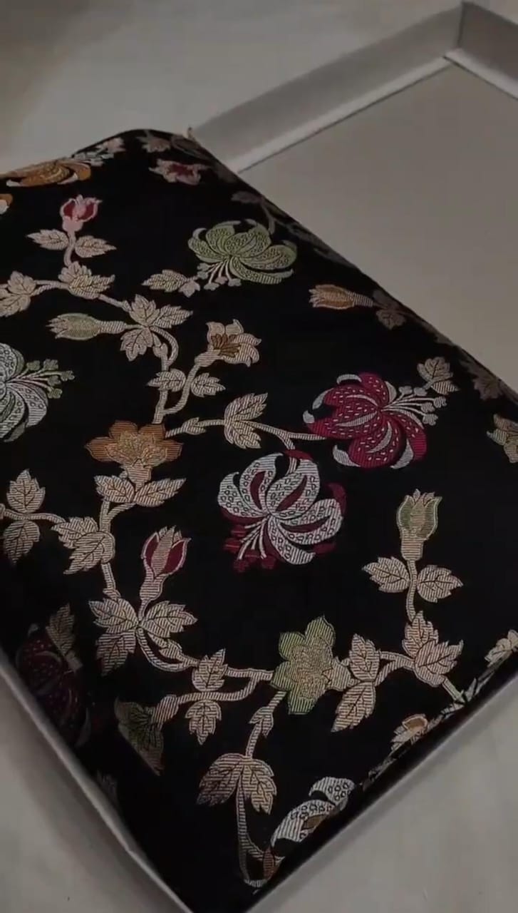 Black Banarasi Handloom Katan Silk Meenakari Saree