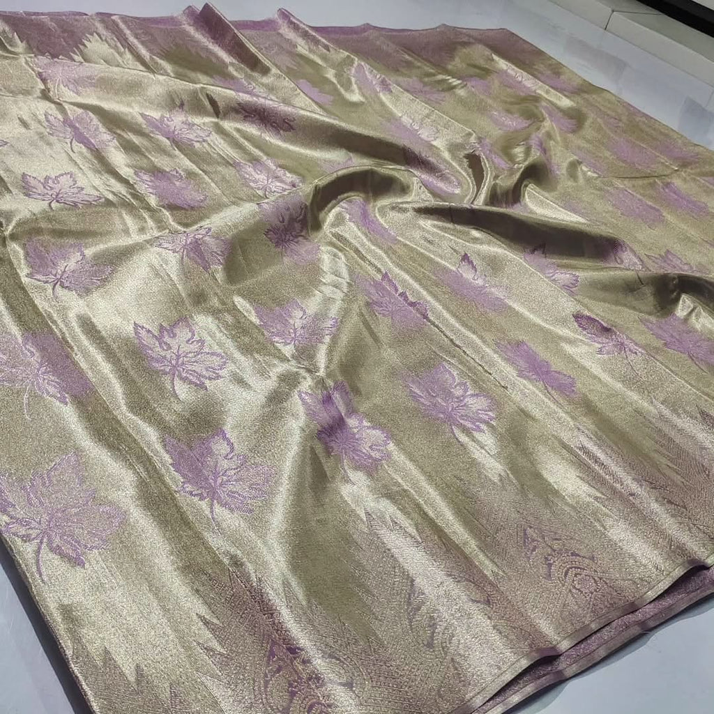 Ivory Kanchipuram Handloom Tissue Brocade Silk Saree