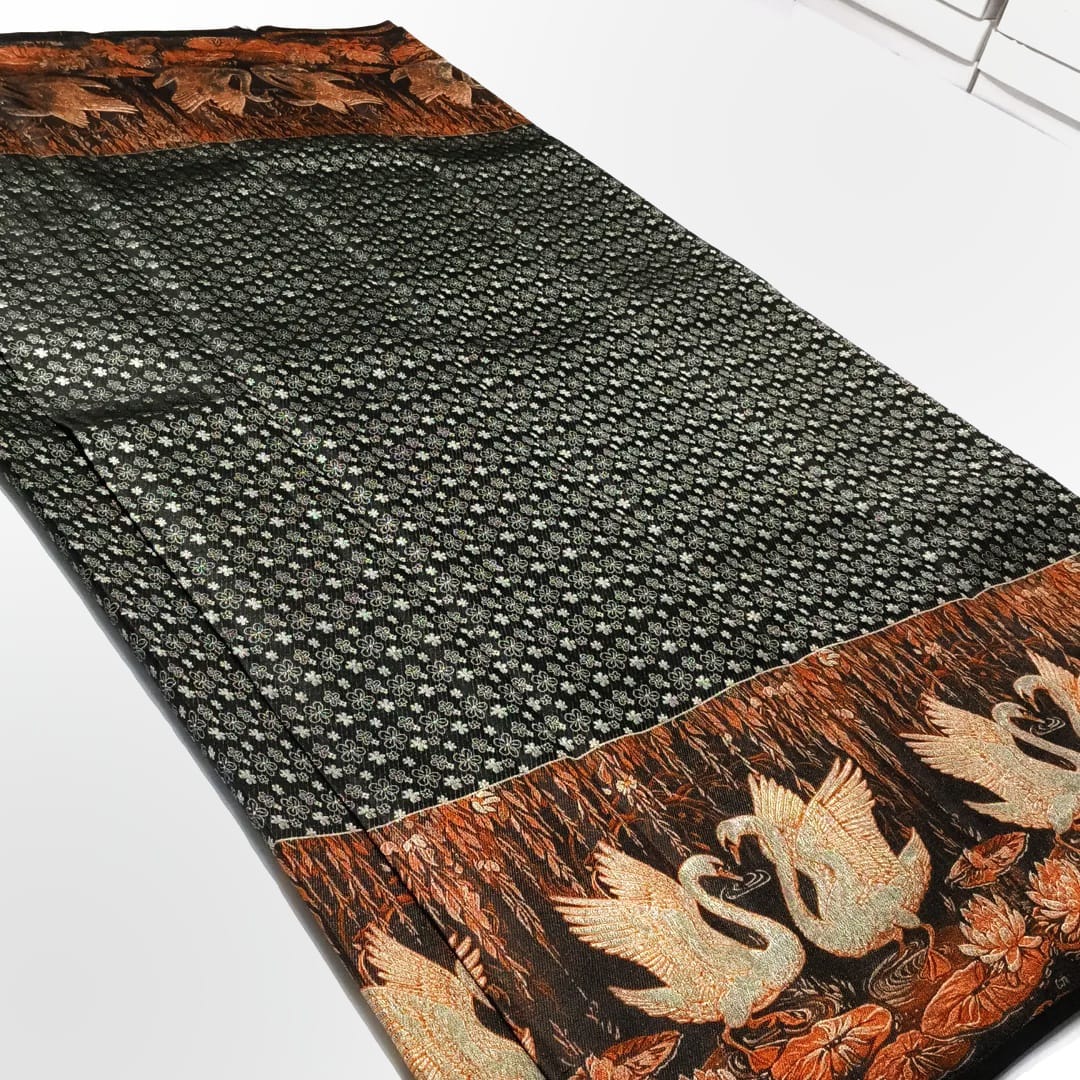 Black Kanchipuram Handloom 1G Gold Pattu Silk Meenakari Saree