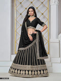Black Art Silk Lehenga Choli with Thread & Sequins Work