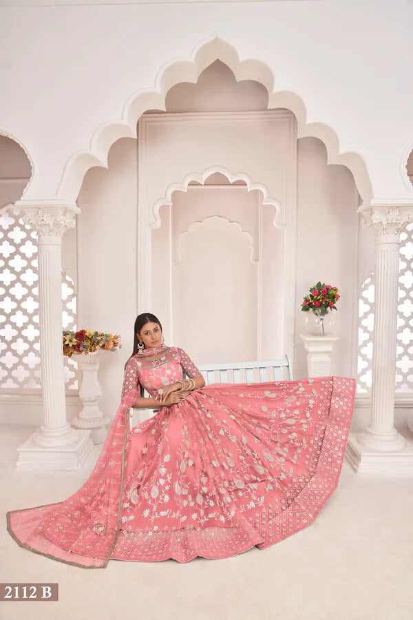 Designer Rose Pink Thread & Sequin Lehenga