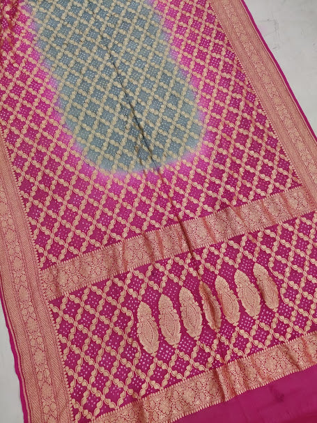 Banarasi Håndvævede Chiffon Georgette Silke Sarees