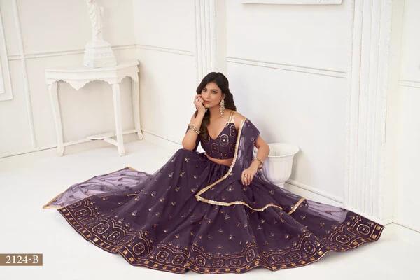 Glamorous Dusty Wine Lehenga with Sequin Detailing