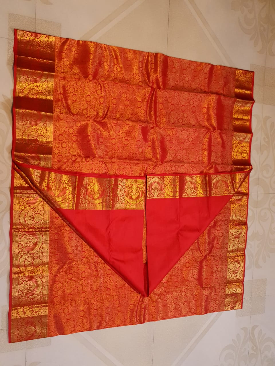 Chilly Red Kanchipuram Handloom 2G Gold Pattu Silk Saree
