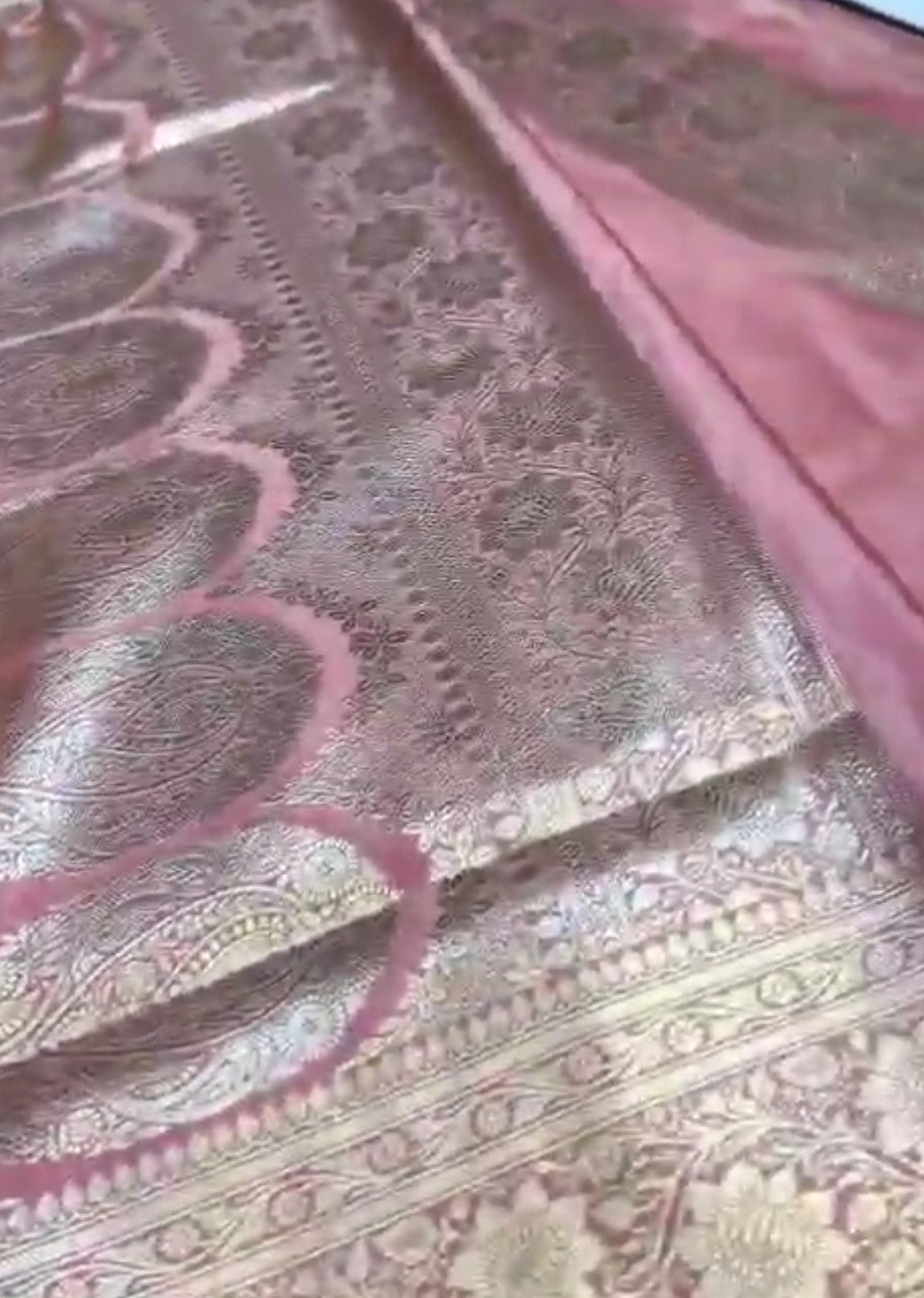 Peach Banarasi Satin Katan Silk Saree