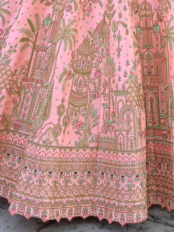 Designer Tea Rose Wedding Lehenga with Dual Dupatta