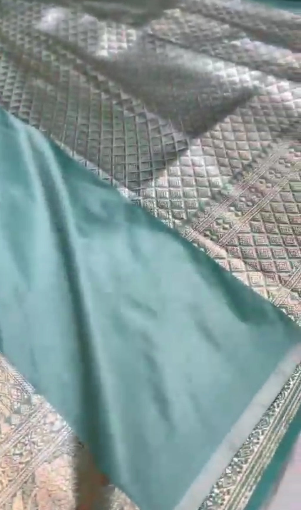 Pastel Turquoise Banarasi Satin Katan Silk Saree