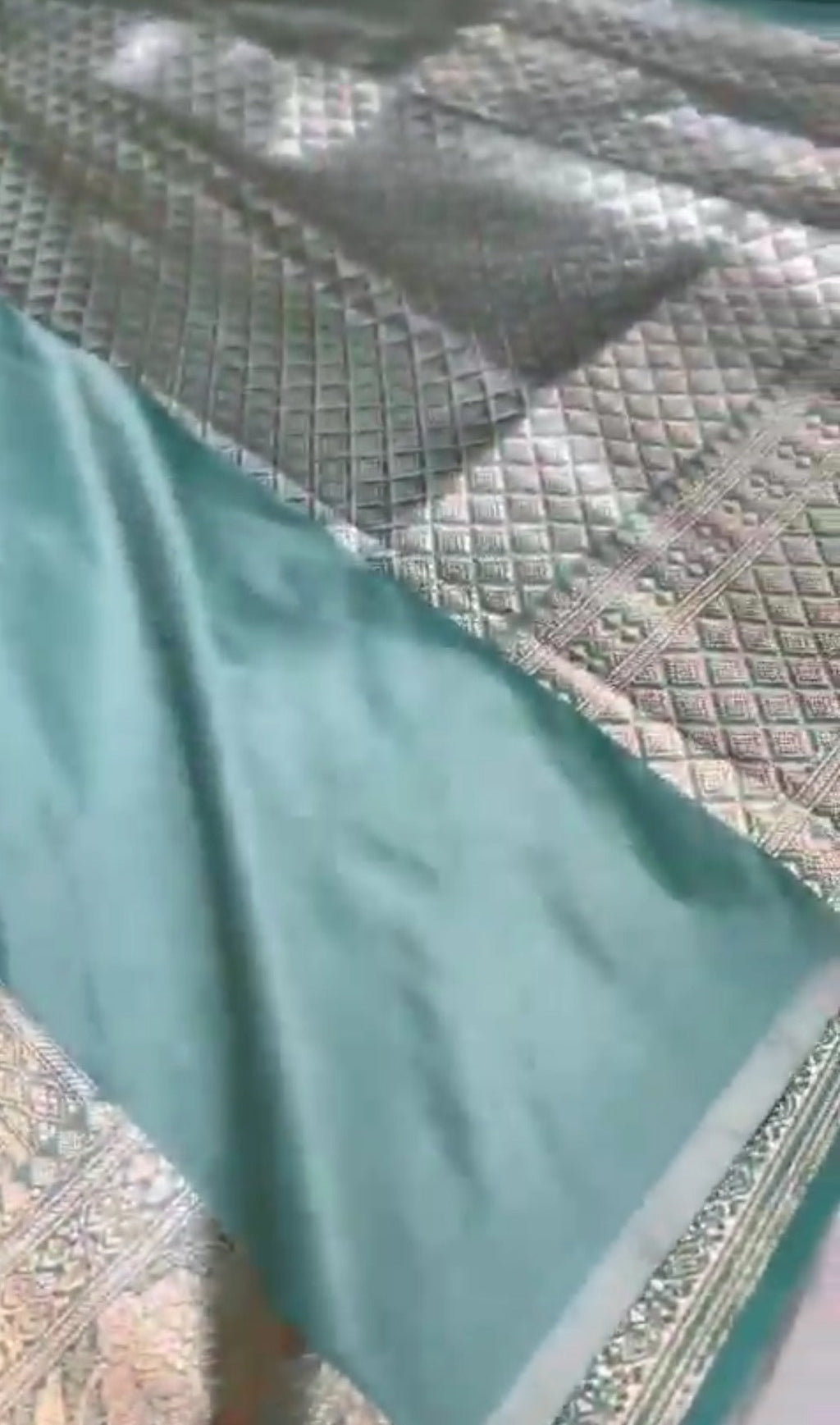 Pastel Turquoise Banarasi Satin Katan Silk Saree