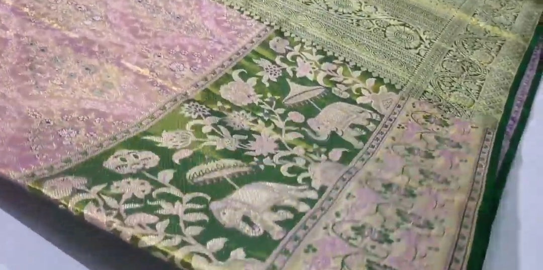 Pink Kanchipuram Handloom Tissue 2G Gold Brocade Silk Saree