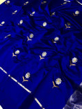 Azure Blue Chanderi Handloom Pattu Silk Meenakari Saree