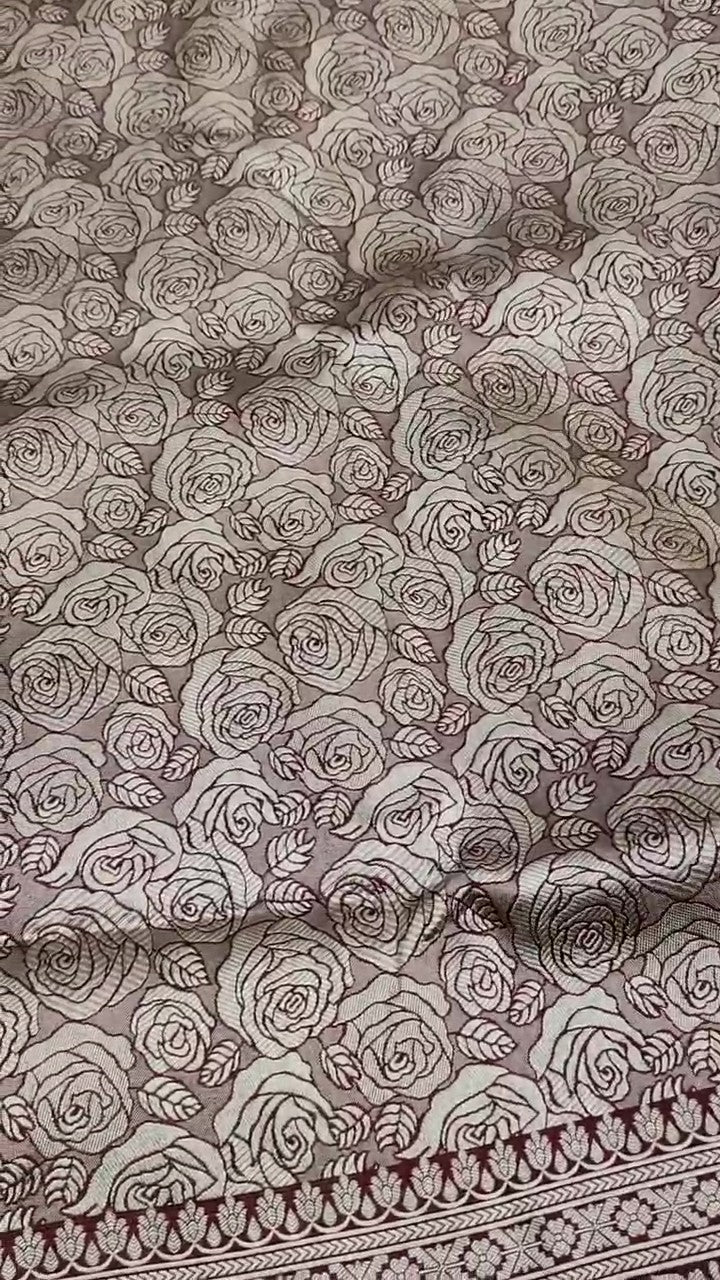 Wine Banarasi Handloom Katan Silk Brocade Saree