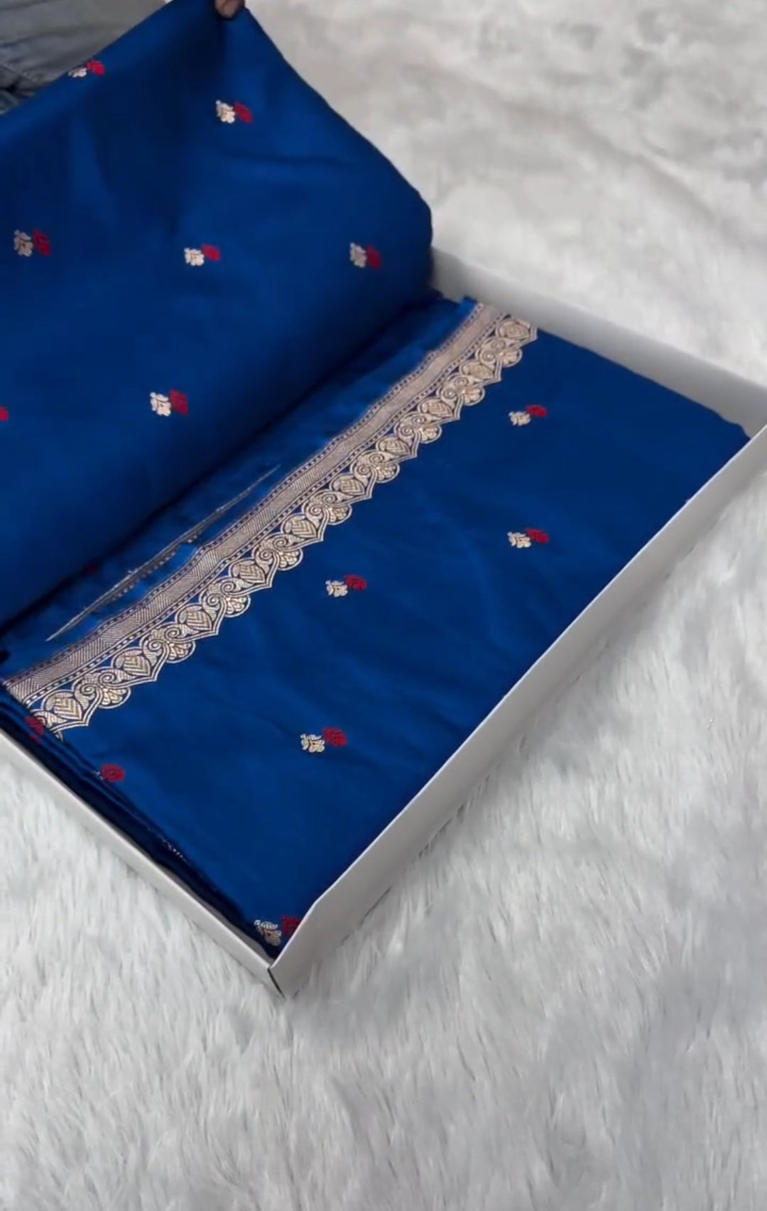 Blue Banarasi Mashru Soft Silk Saree