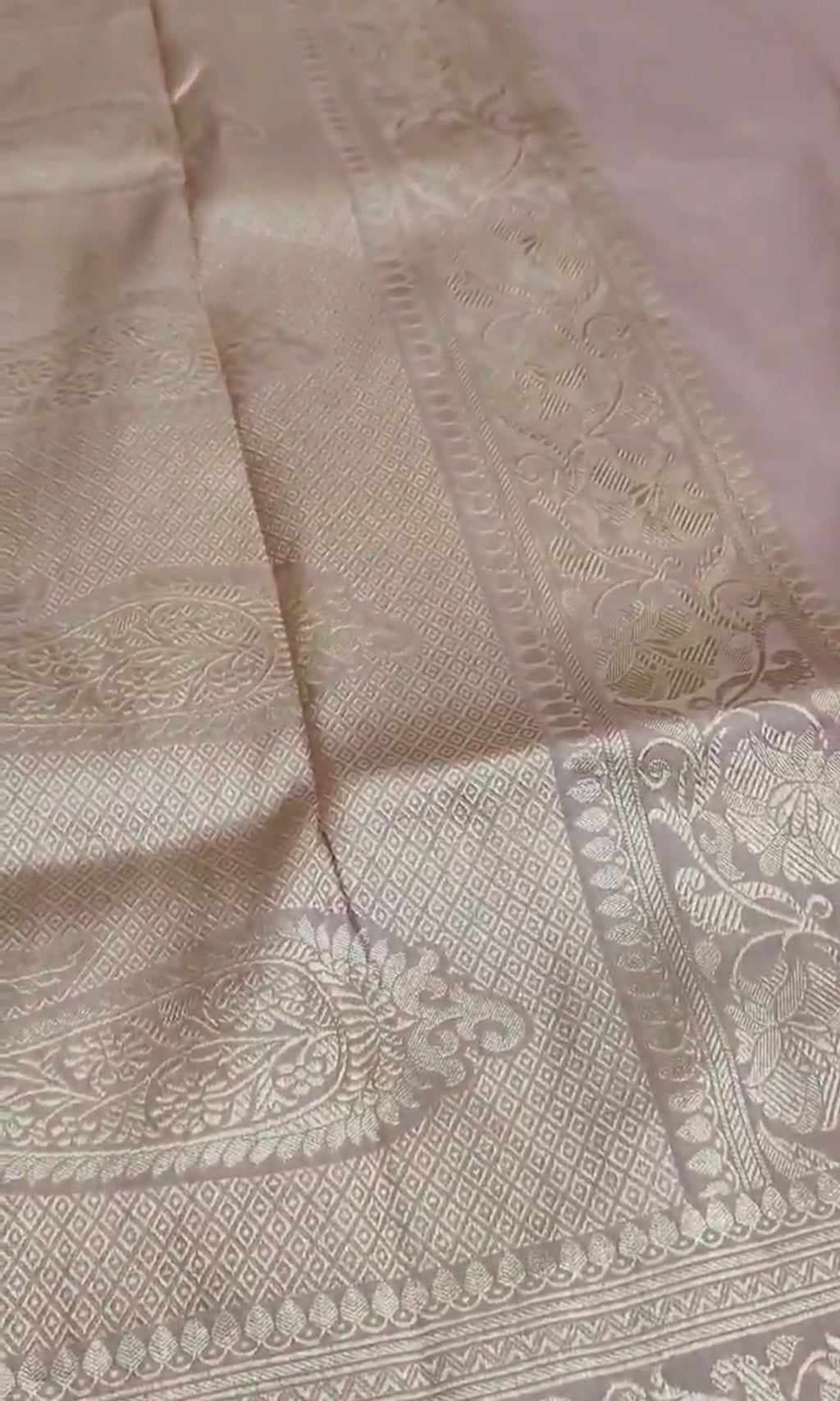Pinkish Beige Banarasi Handloom Katan Silk Saree