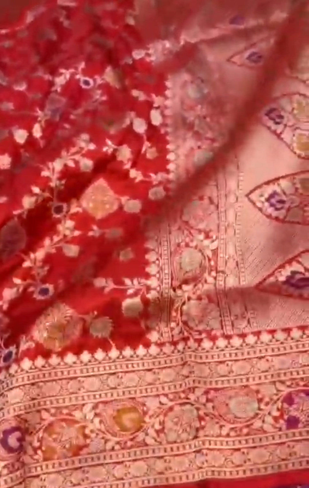 Chilly Red Banarasi Handloom Katan Silk Meenakari Saree