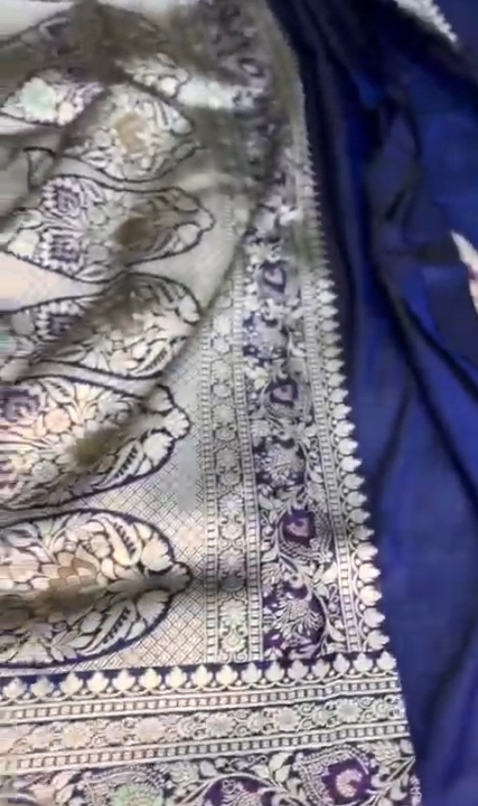 Midnight Blue Banarasi Håndvæv Katan Silk Meenakari Saree