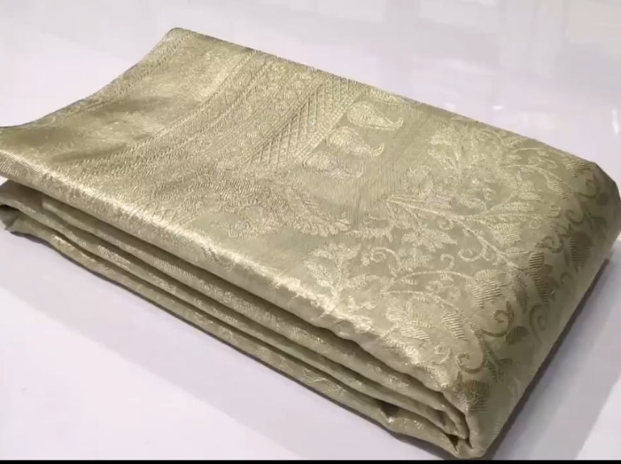 Pista Green Kanchipuram Handloom Tissue Brocade Silk Saree