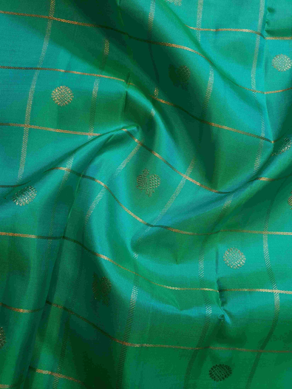 Sea Green Kanchipuram Handloom 4G Pure Gold Pattu Silk Saree