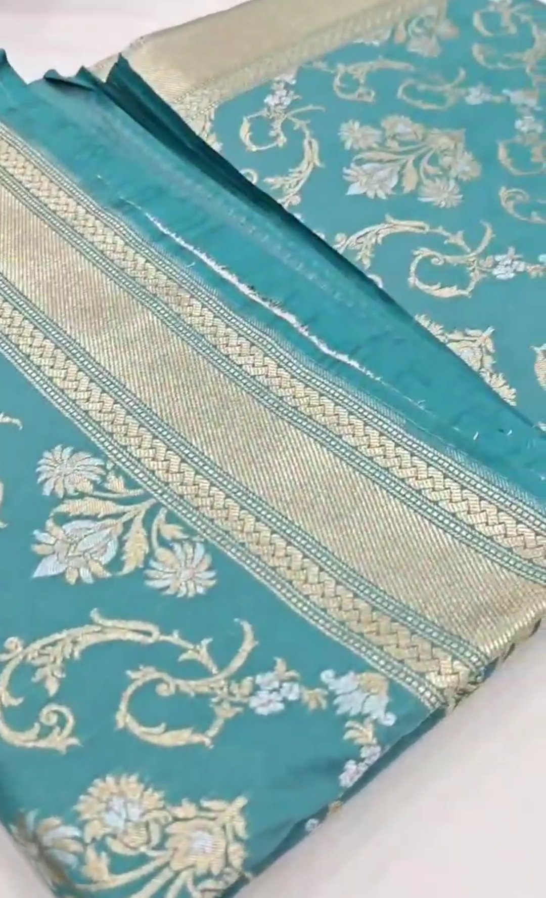 Turquoise Banarasi Semi Katan Silk Sona Rupa Saree