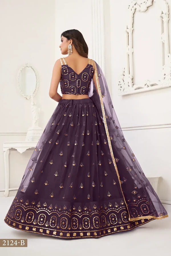 Glamorous Dusty Wine Lehenga with Sequin Detailing