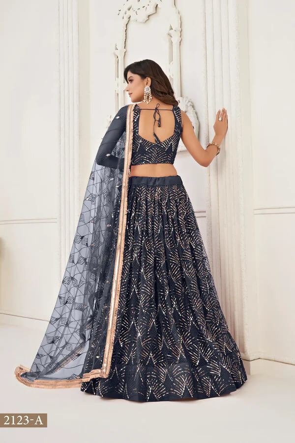 Designer Black Thread & Mirror Lehenga Choli