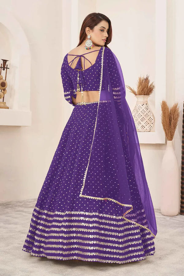 Violet Georgette Lehenga with Zari & Sequins Work