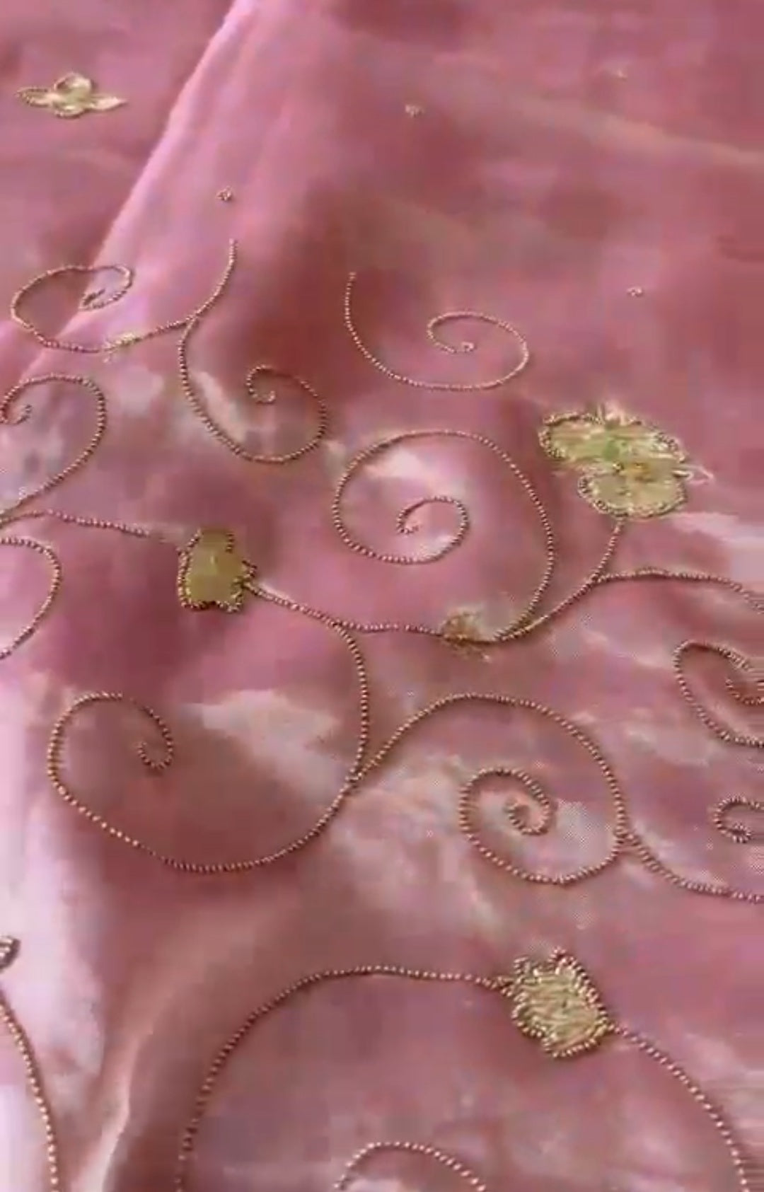 Pastel Pink Banarasi håndvævet saree af rent silkebroderet silkevæv