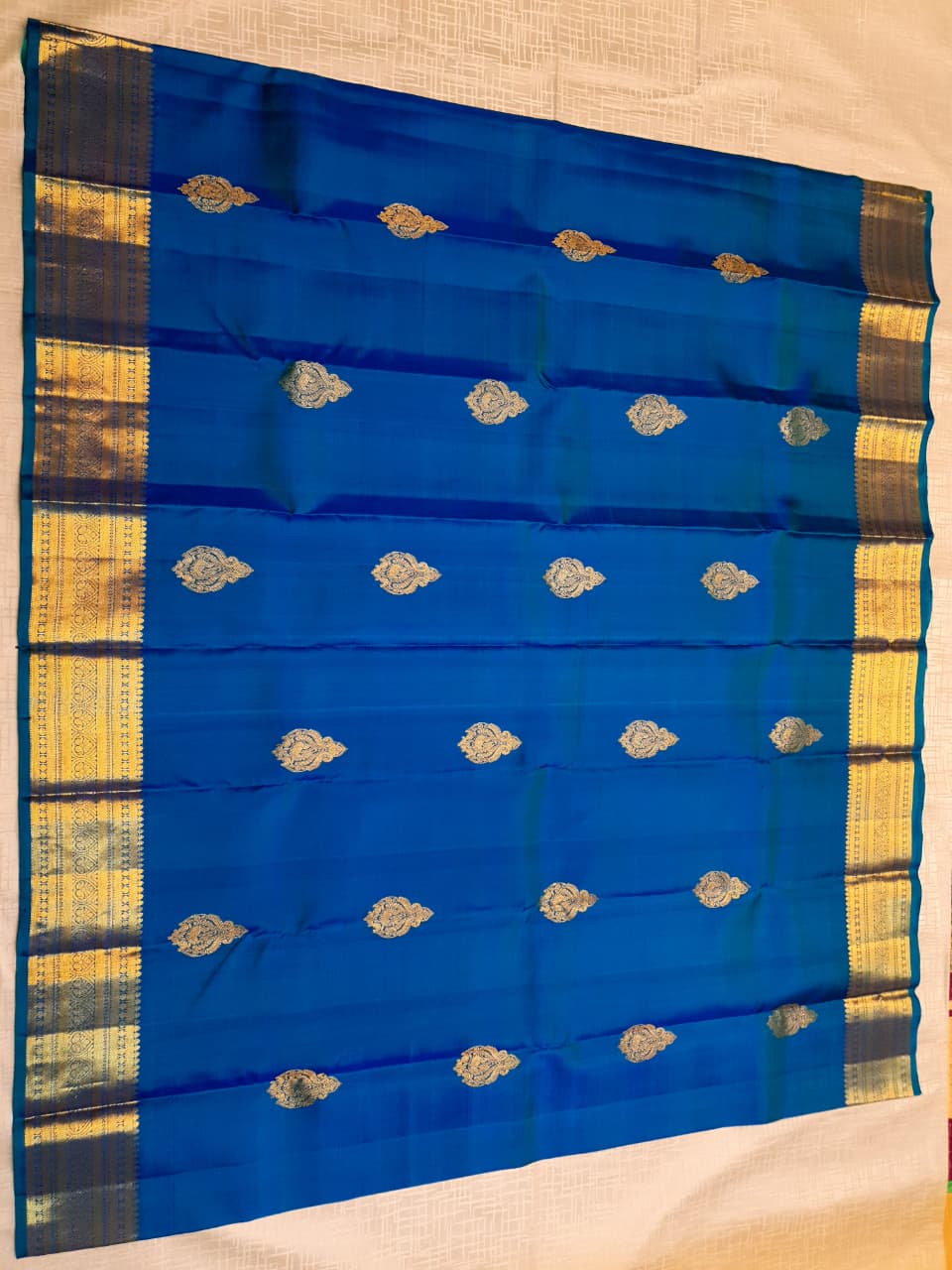Azure Blue Kanchipuram Handloom 1G Gold Pattu Silk Saree