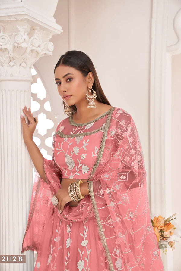 Designer Rose Pink Thread & Sequin Lehenga