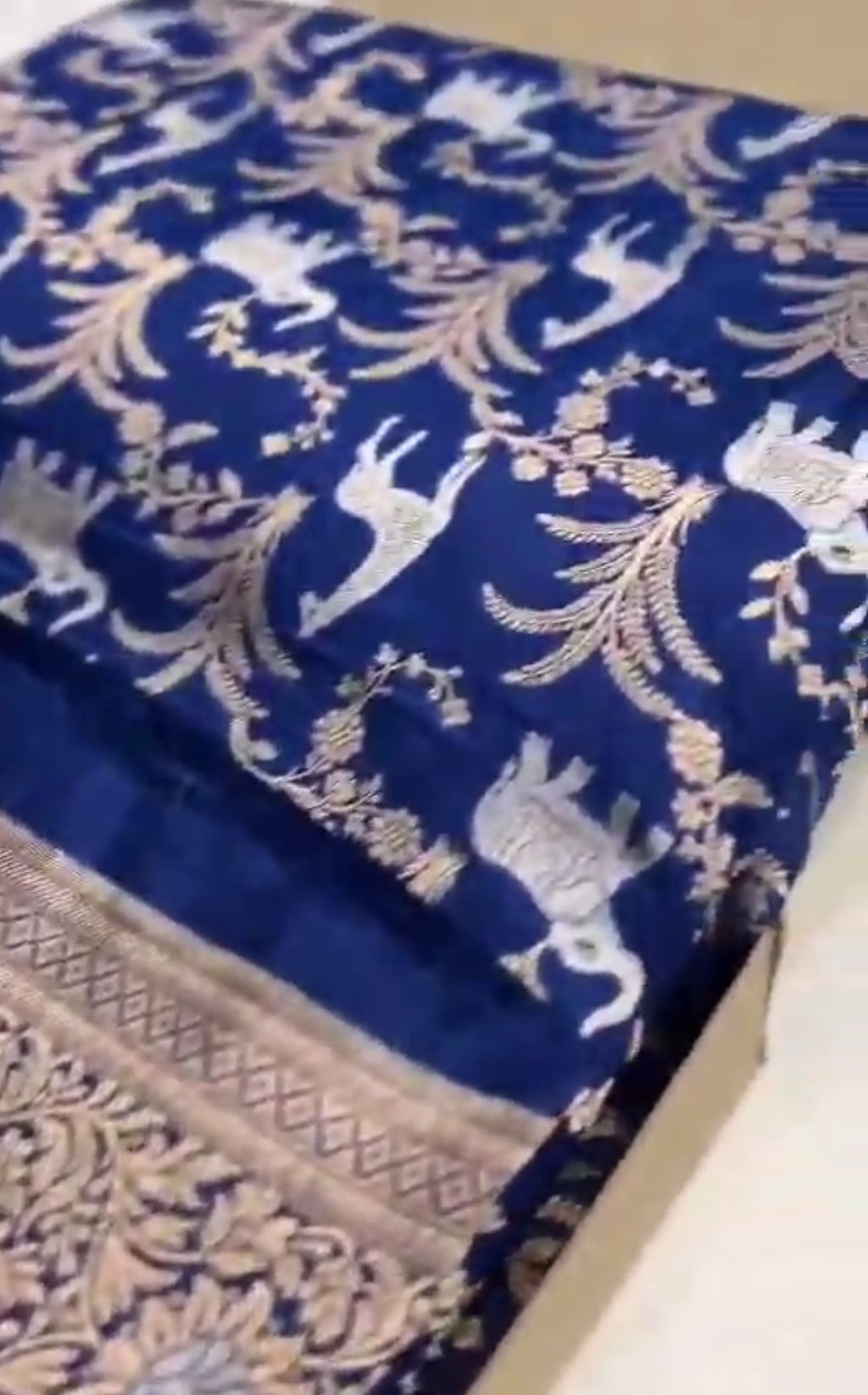 Azure Blue Banarasi Handloom Katan Silk Shikargah Meenakari Saree