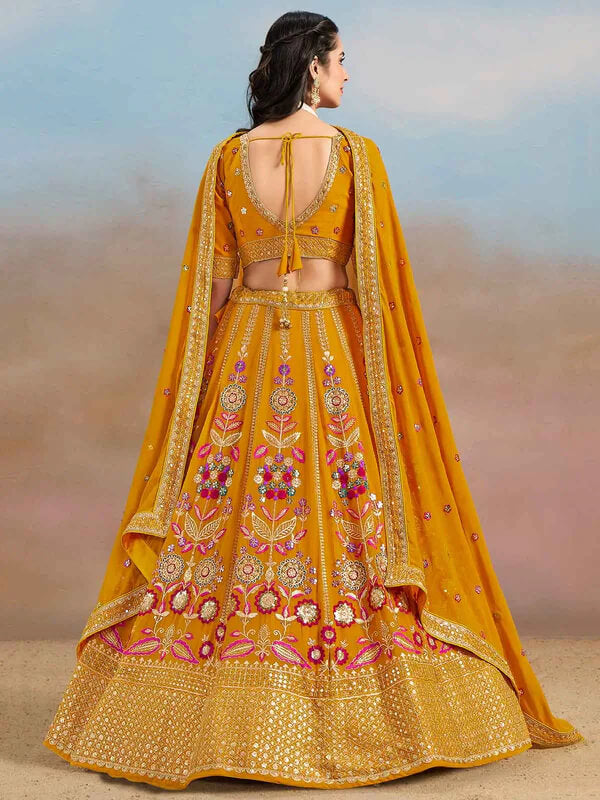Yellow Georgette Lehenga with Zari & Sequins Work