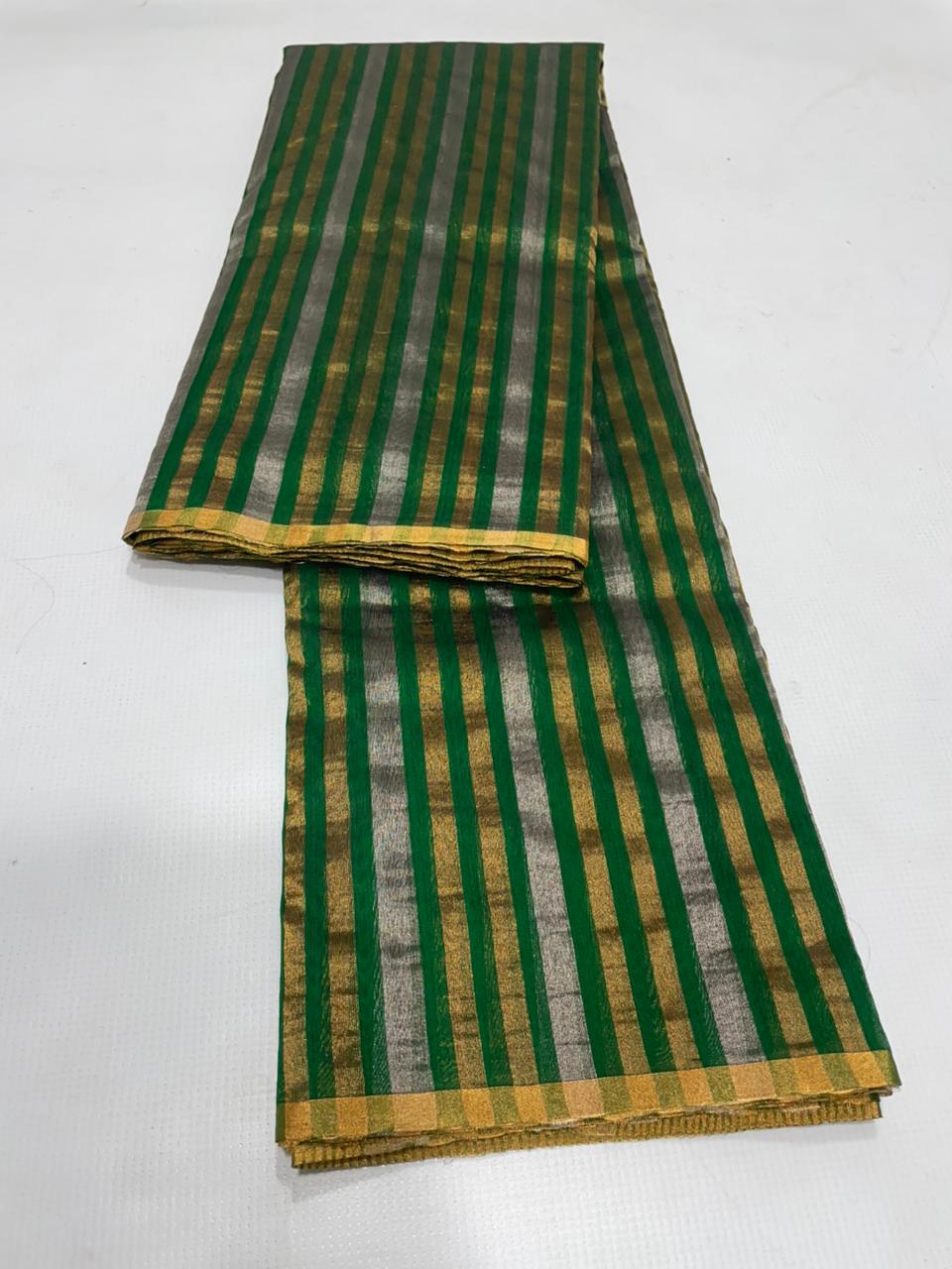 Green Chanderi Handloom Cotton Silk Saree