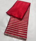 Red Chanderi Handloom Metallic Tissue Silk Contemporary Saree