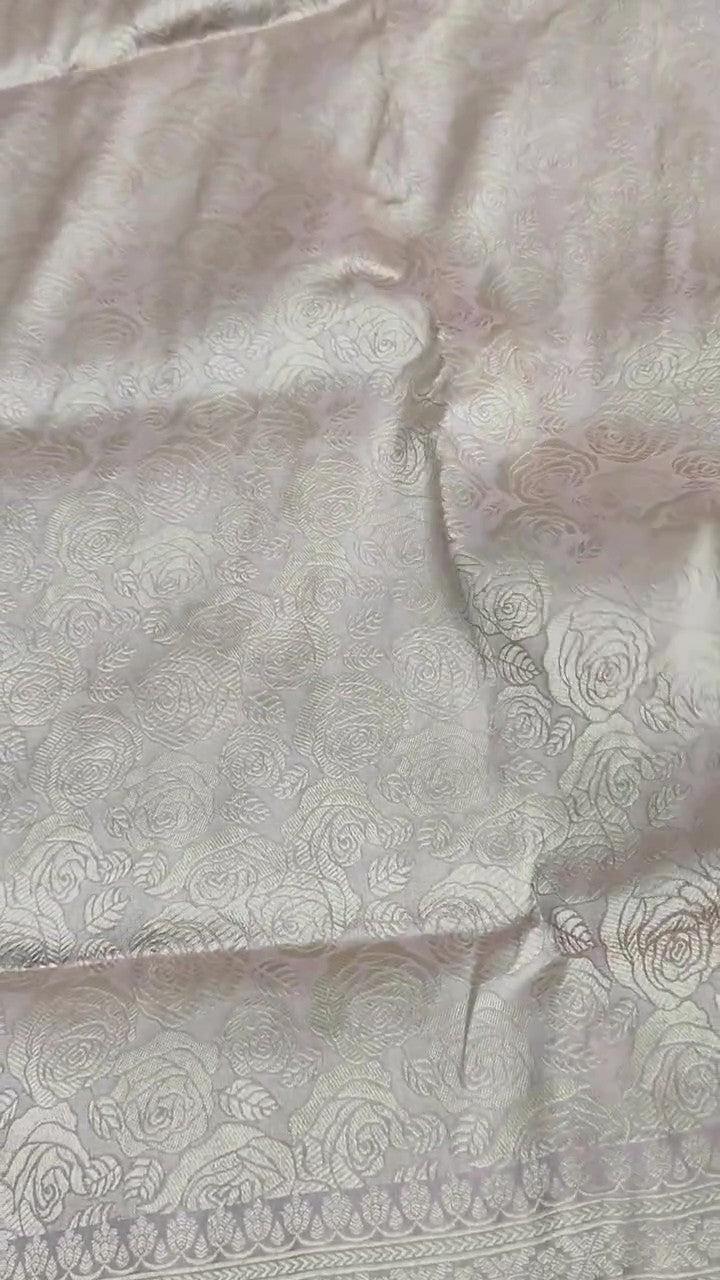 Pinkish Beige Banarasi Handloom Katan Silk Brocade Saree