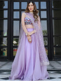 Lavender Organza Lehenga with Gota Patti & Embroidery