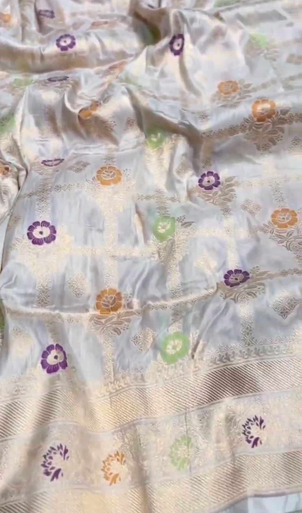 Dual Tone Icy Blue Banarasi Handloom Katan Silk Meenakari Saree