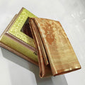 Pastel Orange Kanchipuram Handloom Tissue Brocade Silk Saree
