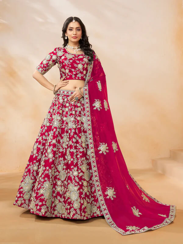 Designer Red Thread & Sequins Art Silk Lehenga