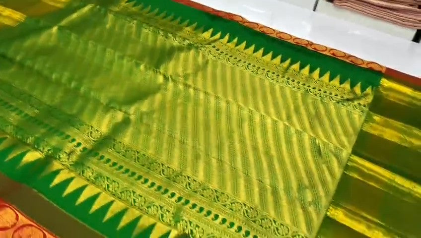 Red Kanchipuram Handloom Tissue Brocade Silk Bridal Saree