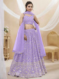 Lavender Georgette Lehenga with Sequins & Zari Work