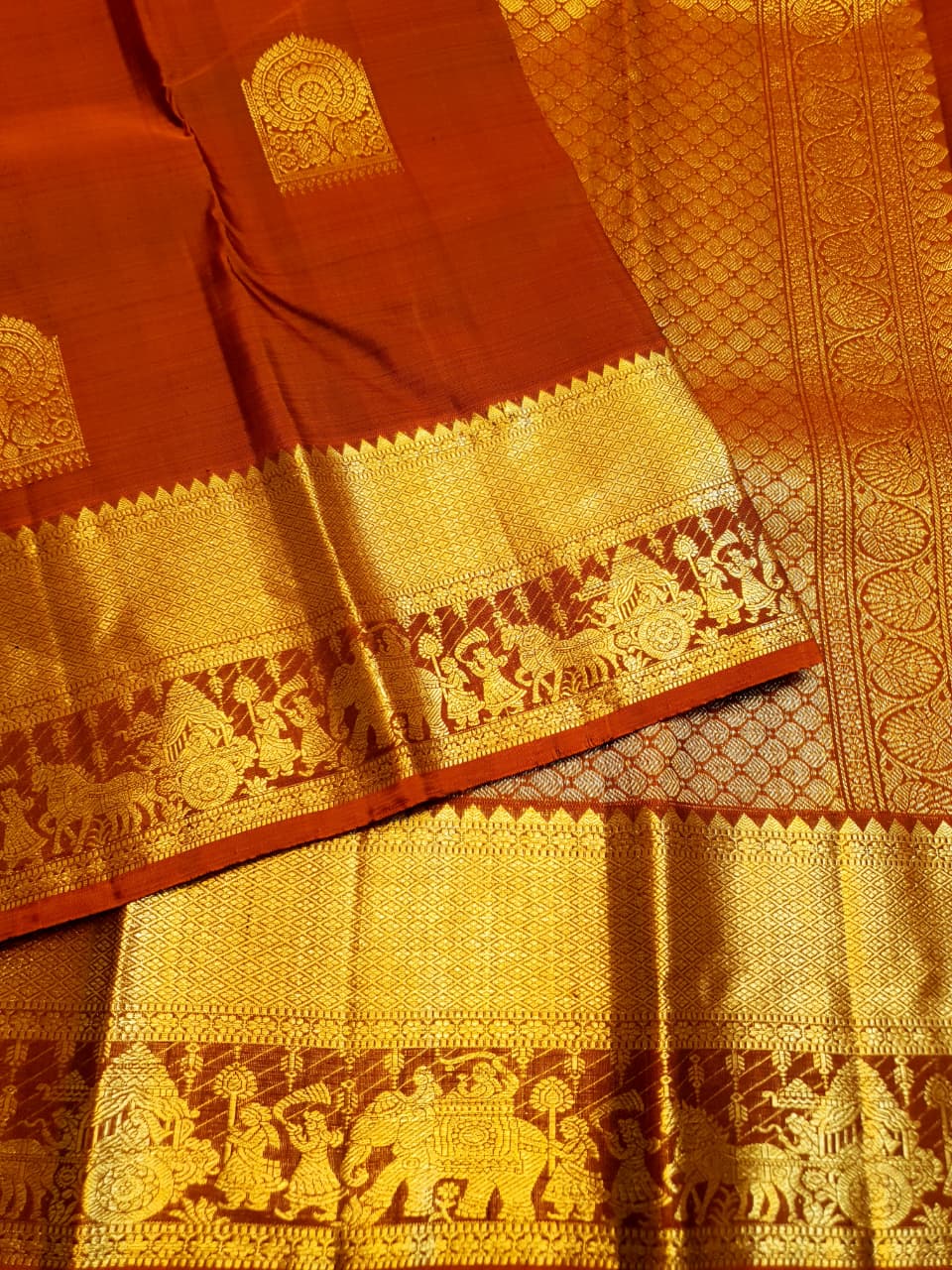 Red Kanchipuram Handloom 1G Gold Kalyana Pallakku Silk Saree