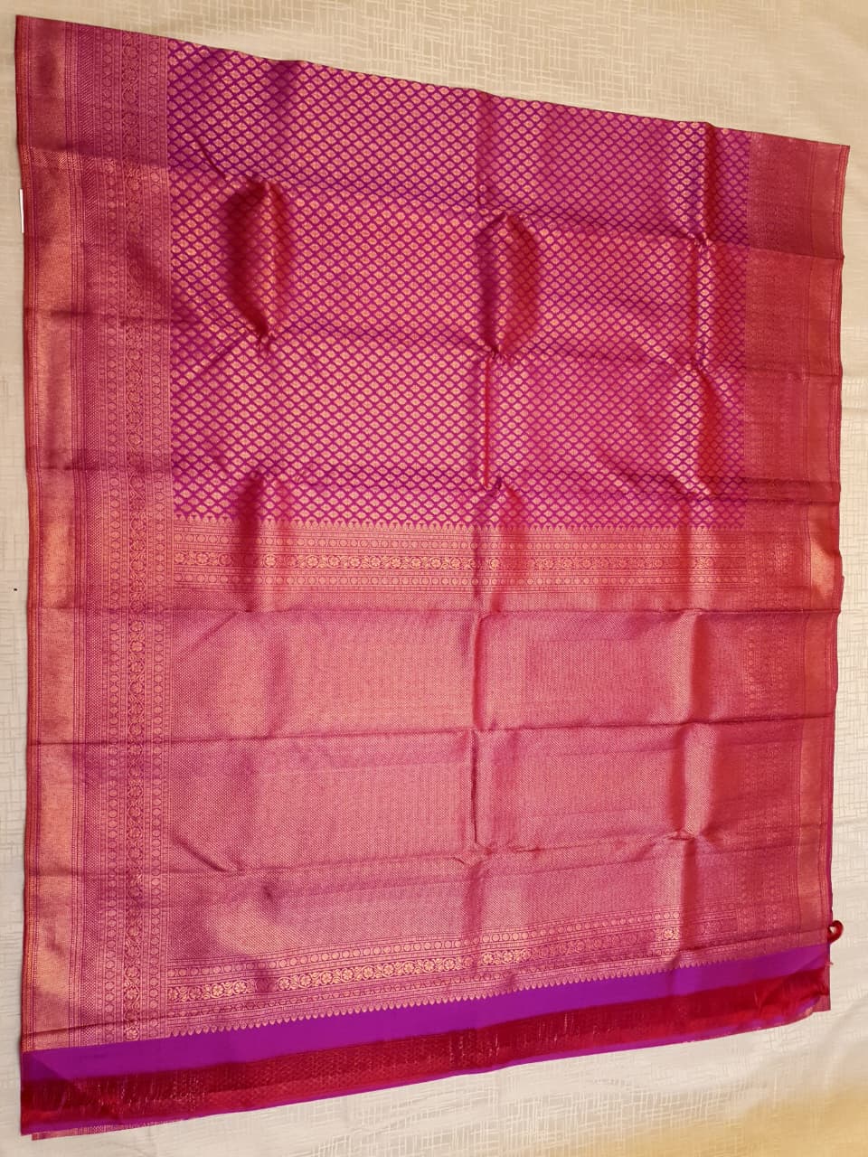 Hot Pink Kanchipuram Handloom 2G Gold Bridal Silk Saree
