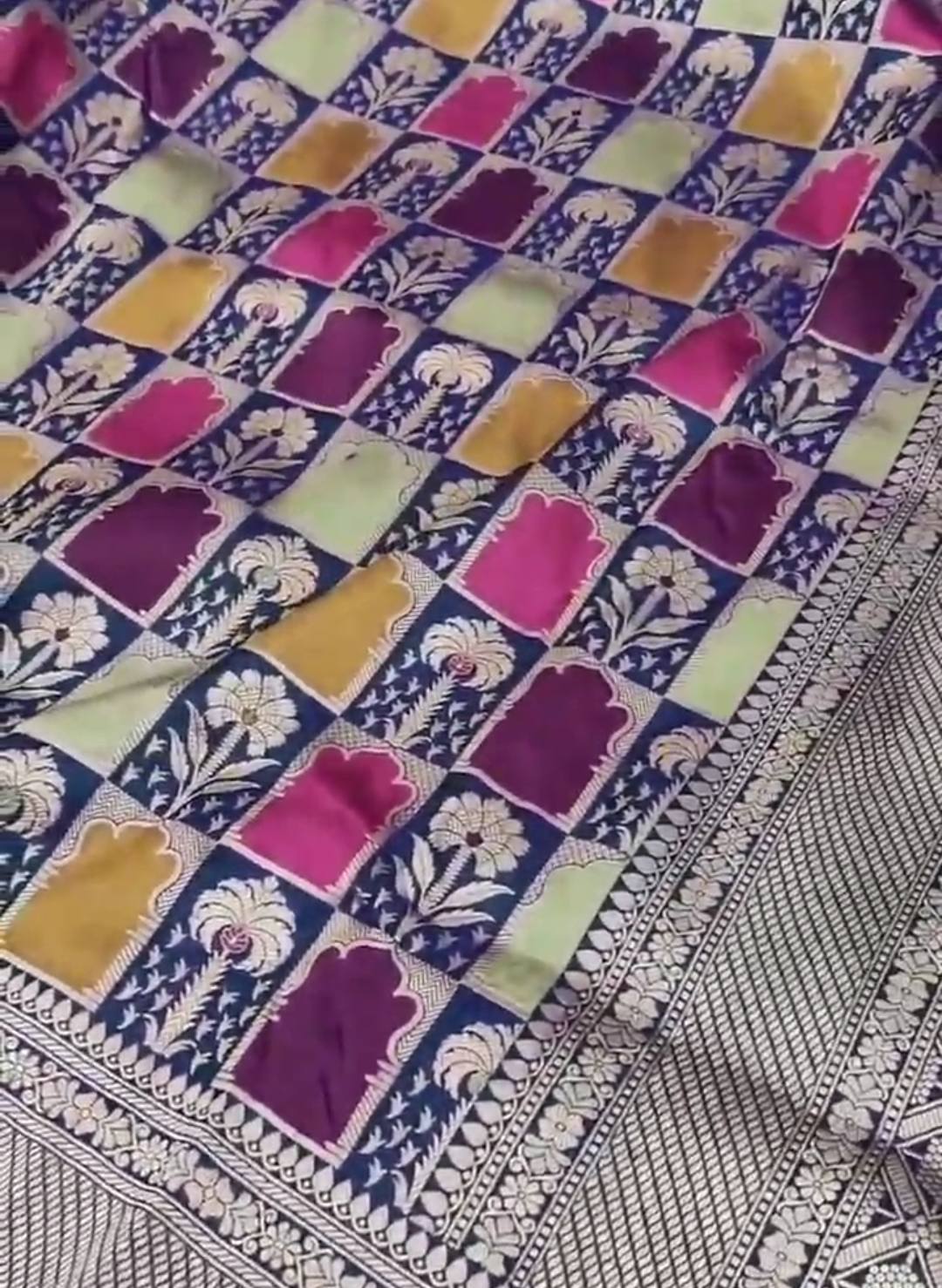 Blue Banarasi Handloom Katan Silk Rangkaat Meenakari Saree