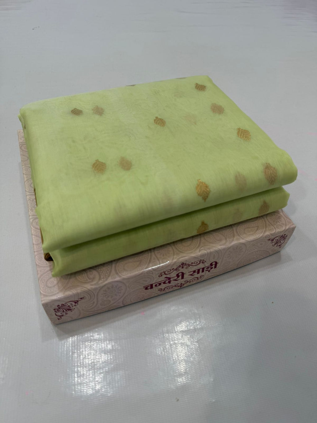 Pista Green Chanderi Handloom Katan Silk Saree