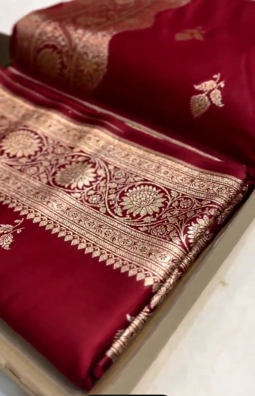 Rustic Red Banarasi Satin Katan Silk Saree
