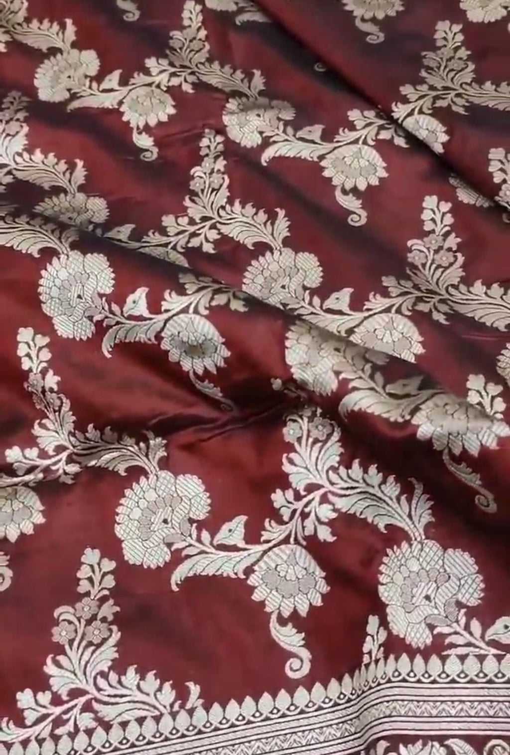 Maroon Banarasi Handloom Katan Silk Saree