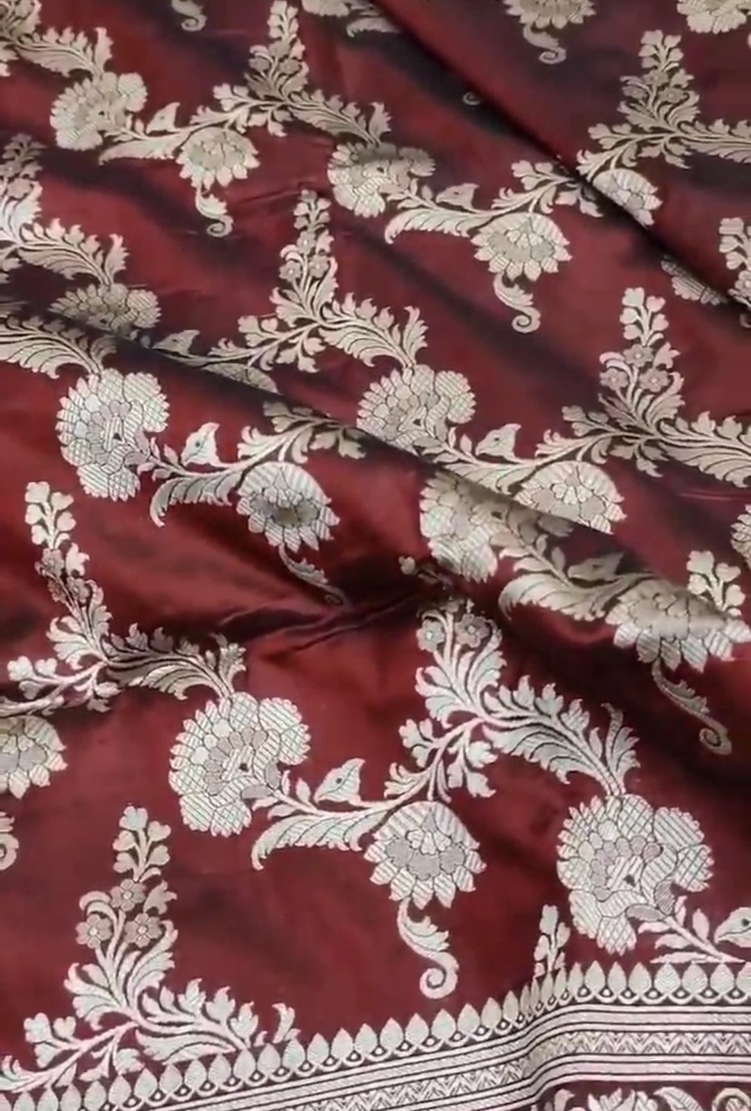 Maroon Banarasi Handloom Katan Silk Saree
