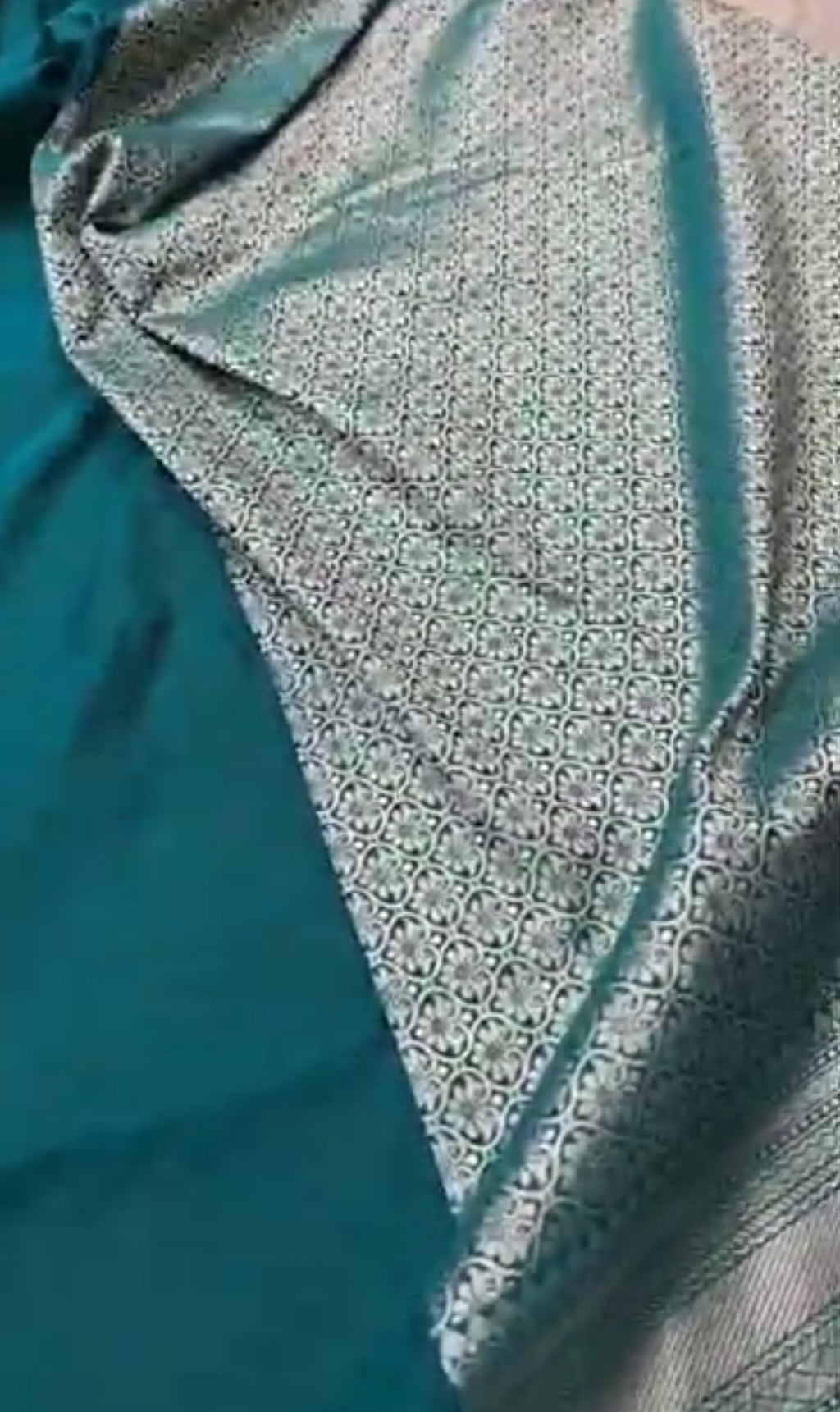 Dark Turquoise Banarasi Soft Katan Silk Lehriya Saree