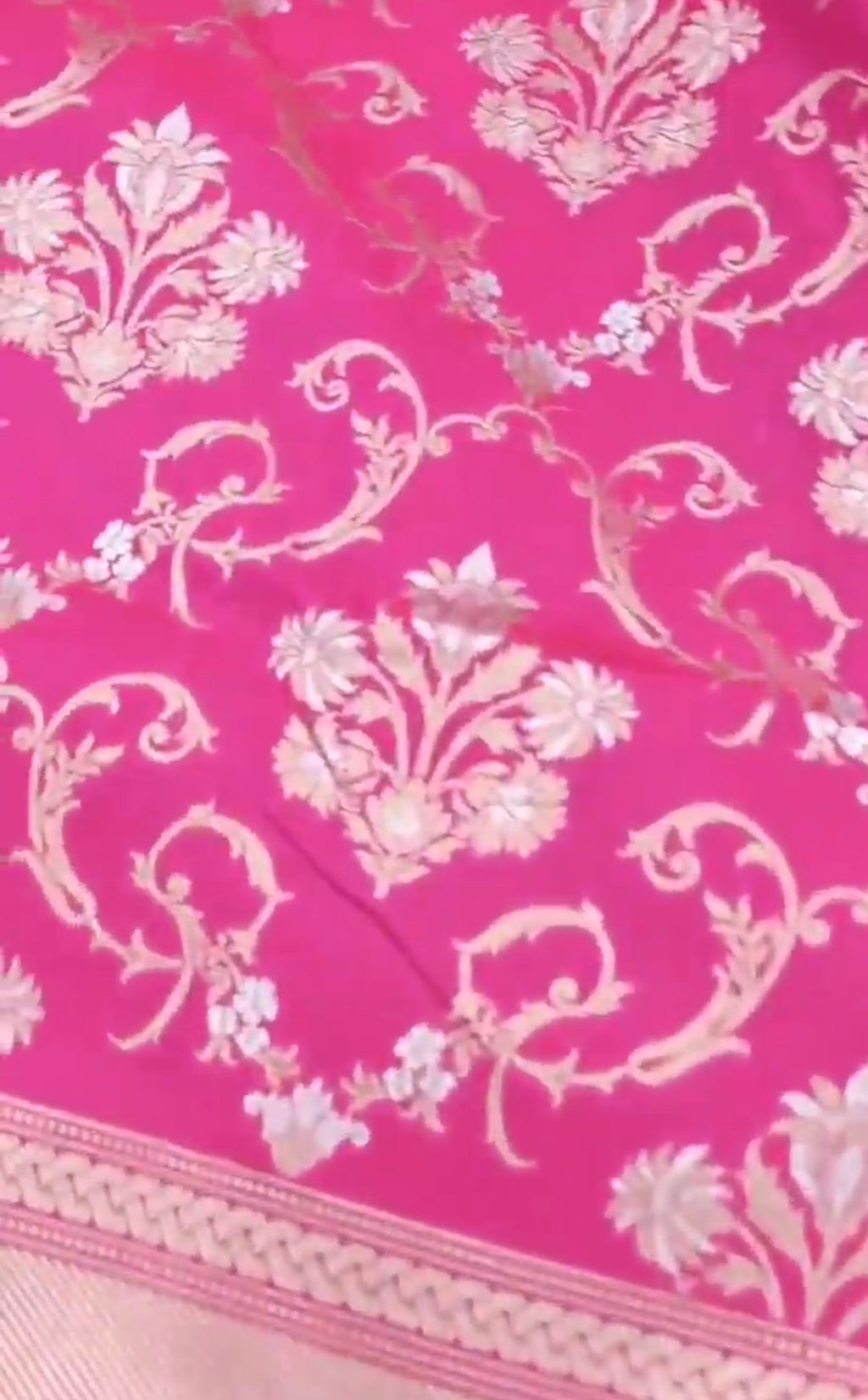 Dark Pink Banarasi Semi Katan Silk Sona Rupa Saree